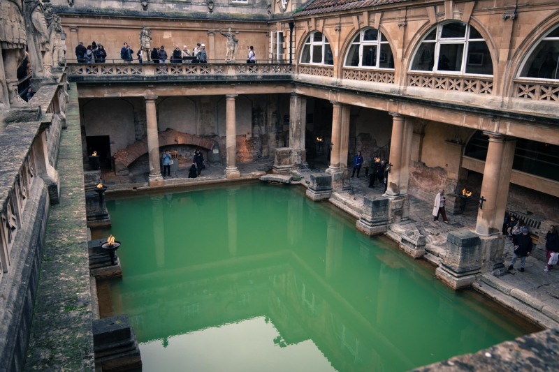 The Roman Baths in the city of Bath, England