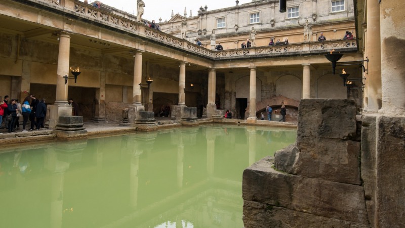 The Roman Baths in the city of Bath, England