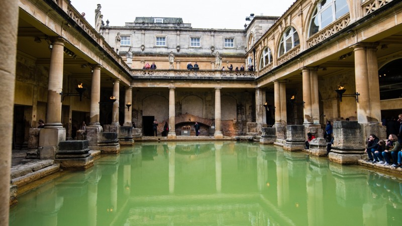 The Roman Baths in the city of Bath, England